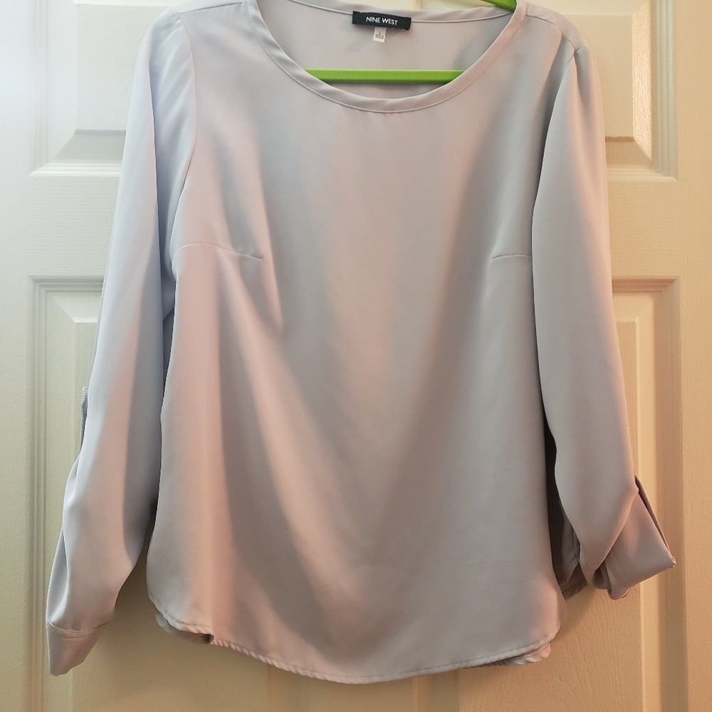 Women's Large Nine West Grey Long Sleeved Blouse